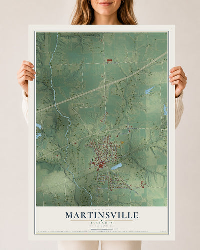Map of Martinsville, Illinois, 24 x 36 inch unframed archival matte print