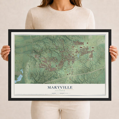 Map of Maryville, Illinois, 12 x 18 inch print in a black wood frame