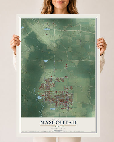 Map of Mascoutah, Illinois, 24 x 36 inch unframed archival matte print