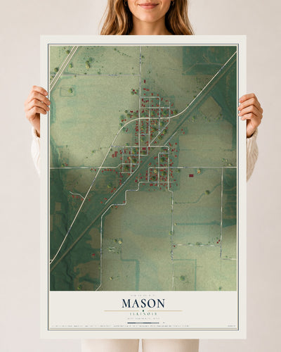 Map of Mason, Illinois, 24 x 36 inch unframed archival matte print