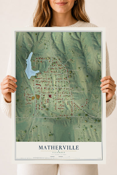 Map of Matherville, Illinois, 18 x 24 inch unframed archival matte print