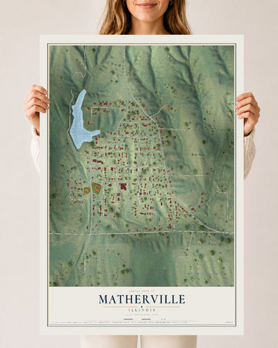 Map of Matherville, Illinois, 24 x 36 inch unframed archival matte print