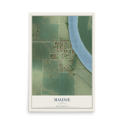 Map of Maunie, Illinois, 12 x 18 inch unframed archival matte print