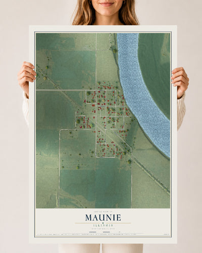 Map of Maunie, Illinois, 24 x 36 inch unframed archival matte print