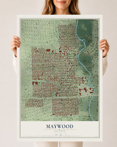 Map of Maywood, Illinois, 24 x 36 inch unframed archival matte print