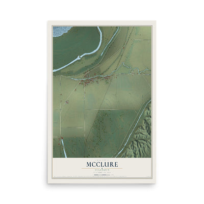 Map of McClure, Illinois, 12 x 18 inch unframed archival matte print