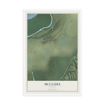 Map of McClure, Illinois, 12 x 18 inch print in a white wood frame