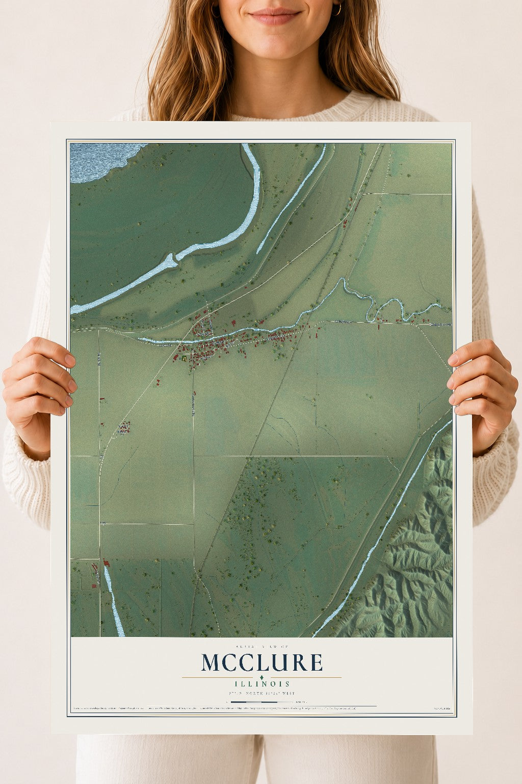 Map of McClure, Illinois, 18 x 24 inch unframed archival matte print