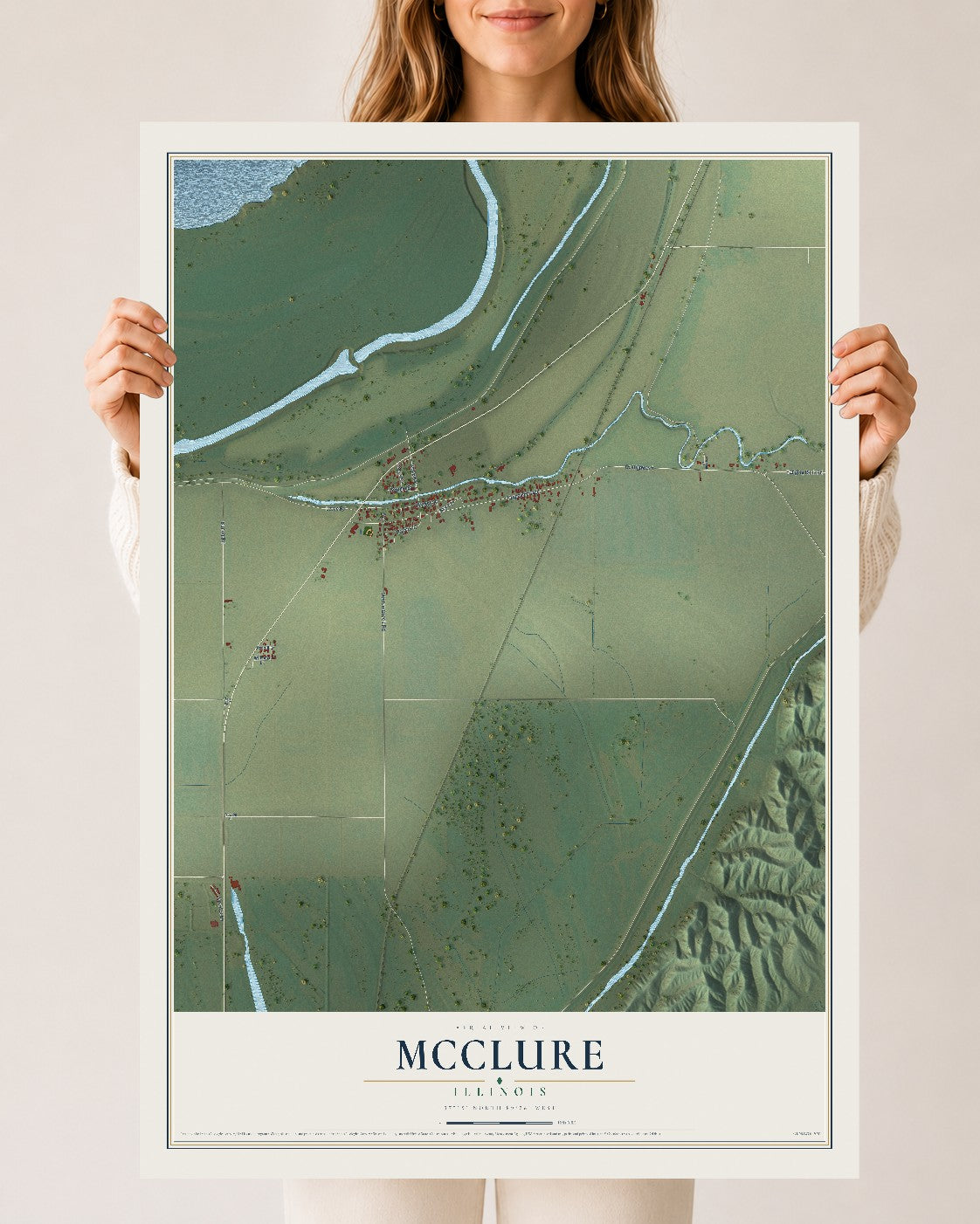 Map of McClure, Illinois, 24 x 36 inch unframed archival matte print