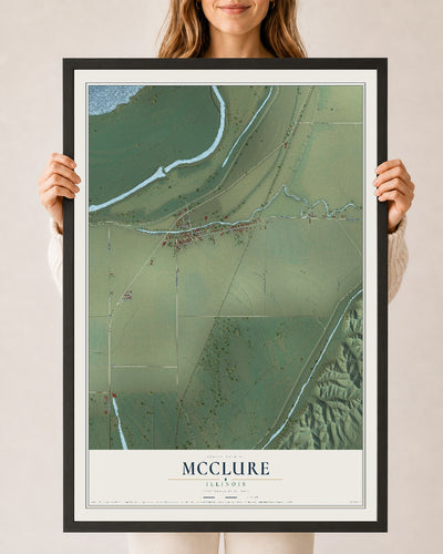 Map of McClure, Illinois, 24 x 36 inch print in a black wood frame