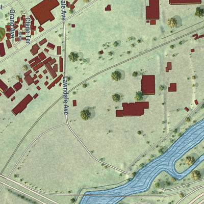 Second close-up of the map of McCook, Illinois print showing more streets and buildings