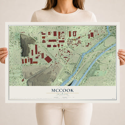 Map of McCook, Illinois, 18 x 24 inch unframed archival matte print