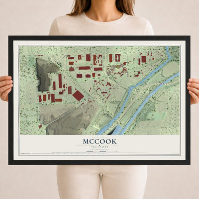 Map of McCook, Illinois, 18 x 24 inch print in a black wood frame