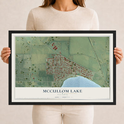 Map of McCullom Lake, Illinois, 12 x 18 inch print in a black wood frame