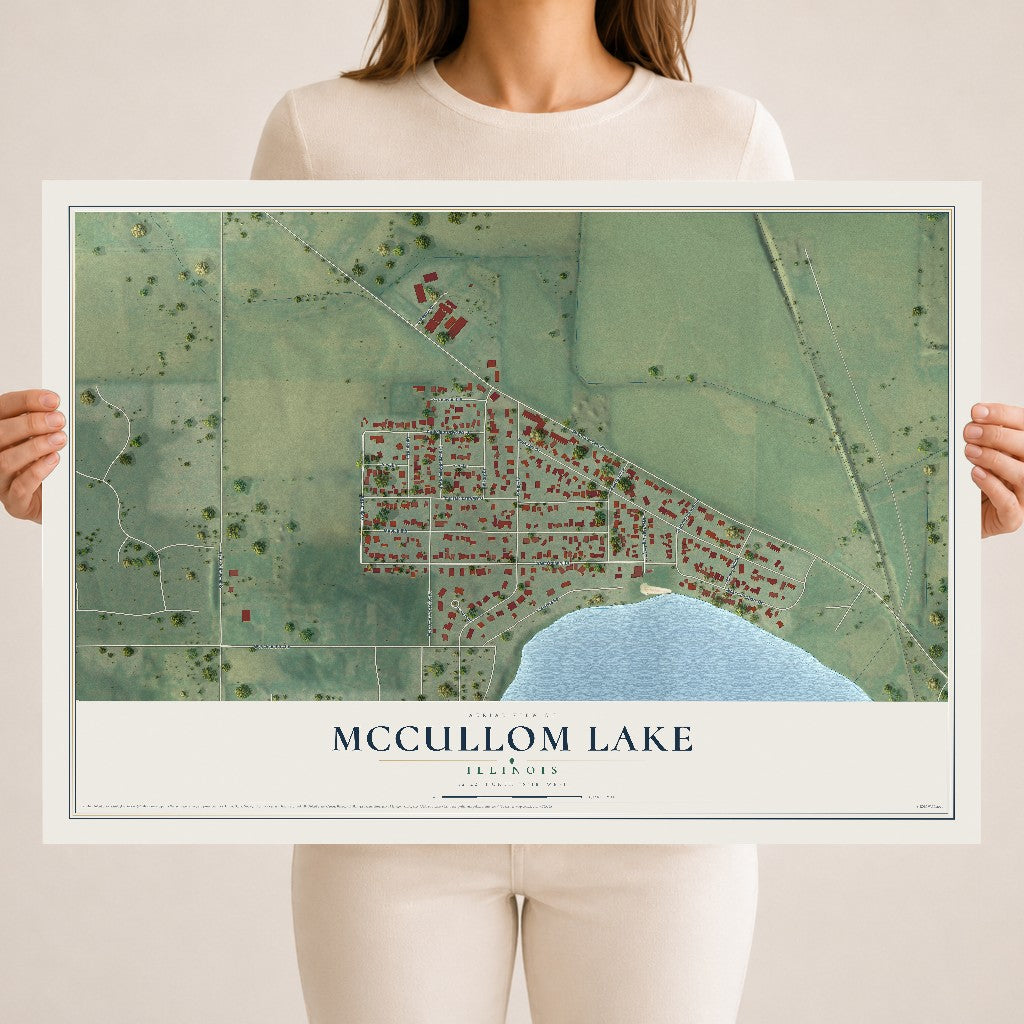 Map of McCullom Lake, Illinois, 18 x 24 inch unframed archival matte print