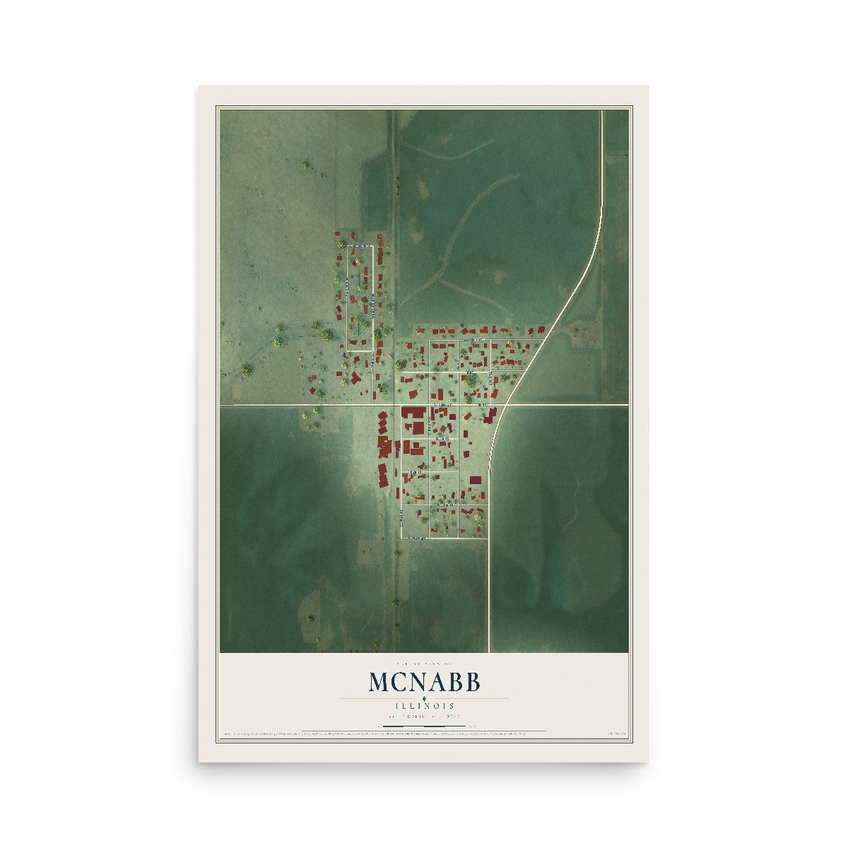 Map of McNabb, Illinois, 12 x 18 inch unframed archival matte print