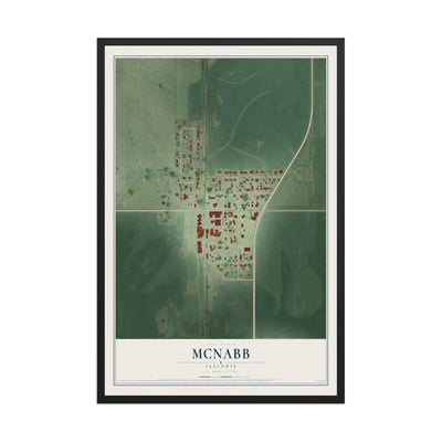 Map of McNabb, Illinois, 12 x 18 inch print in a black wood frame