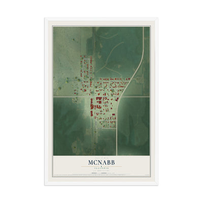 Map of McNabb, Illinois, 12 x 18 inch print in a white wood frame