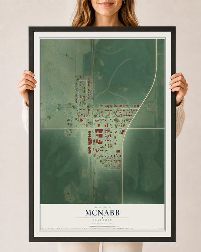 Map of McNabb, Illinois, 24 x 36 inch print in a black wood frame