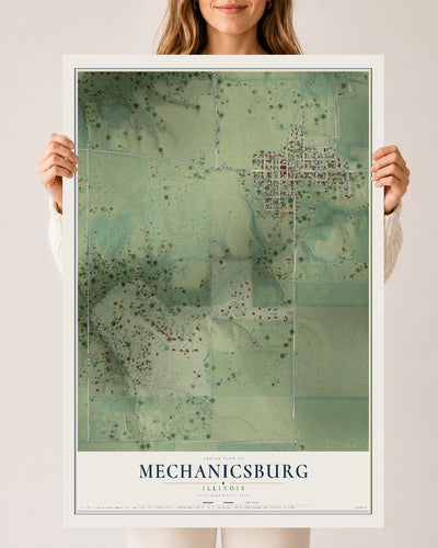 Map of Mechanicsburg, Illinois, 24 x 36 inch unframed archival matte print