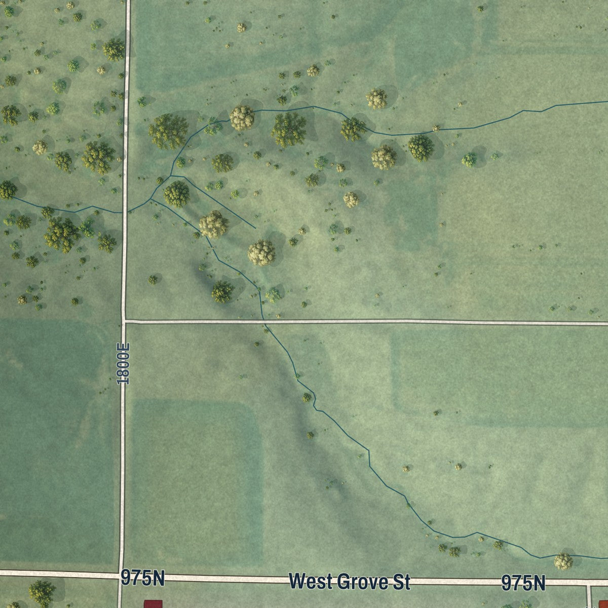 Second close-up of the map of Media, Illinois print showing more streets and buildings
