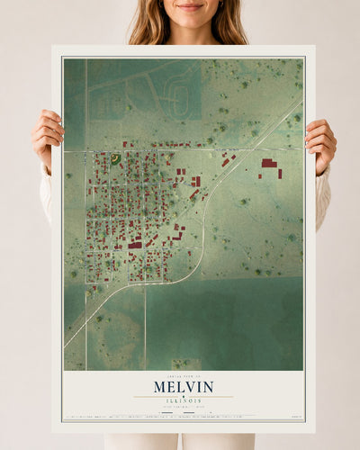 Map of Melvin, Illinois, 24 x 36 inch unframed archival matte print