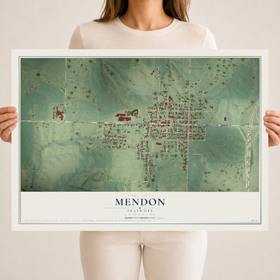 Map of Mendon, Illinois, 18 x 24 inch unframed archival matte print