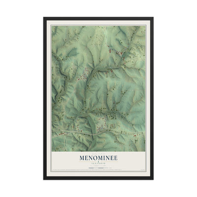 Map of Menominee, Illinois, 12 x 18 inch print in a black wood frame