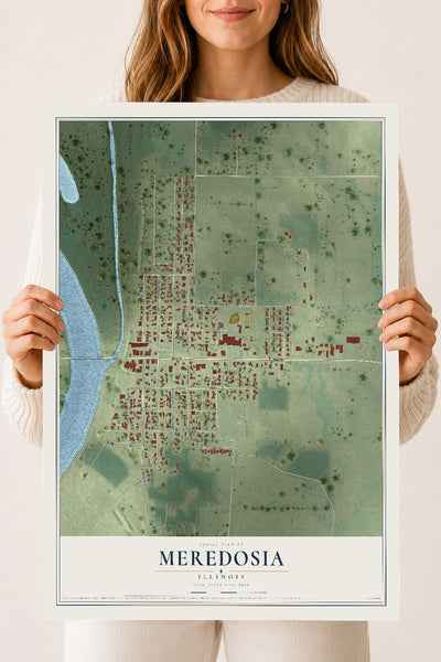 Map of Meredosia, Illinois, 18 x 24 inch unframed archival matte print