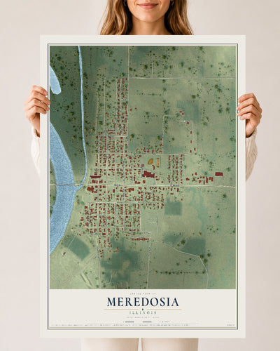 Map of Meredosia, Illinois, 24 x 36 inch unframed archival matte print