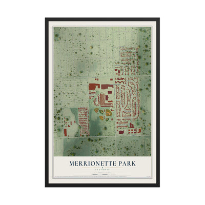 Map of Merrionette Park, Illinois, 12 x 18 inch print in a black wood frame