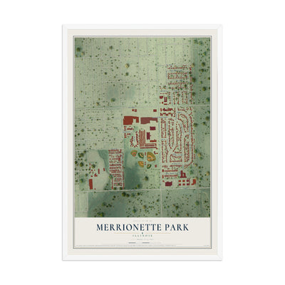 Map of Merrionette Park, Illinois, 12 x 18 inch print in a white wood frame