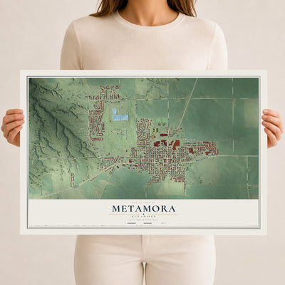 Map of Metamora, Illinois, 12 x 18 inch unframed archival matte print