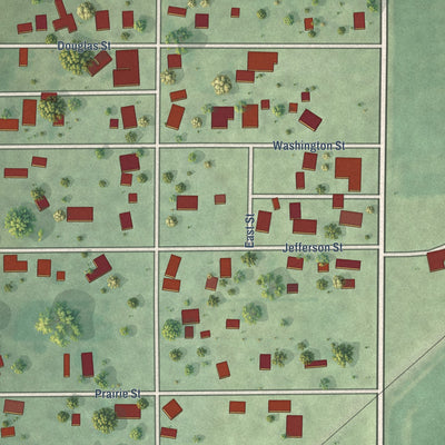 Close-up of the map of Metcalf, Illinois print showing street and building detail