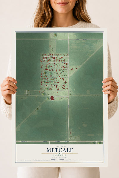 Map of Metcalf, Illinois, 18 x 24 inch unframed archival matte print