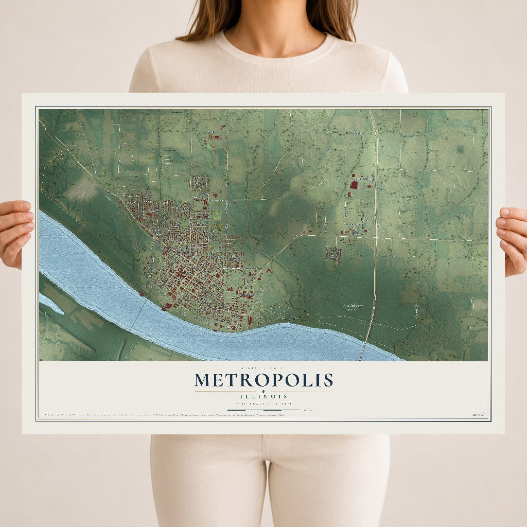 Map of Metropolis, Illinois, 18 x 24 inch unframed archival matte print