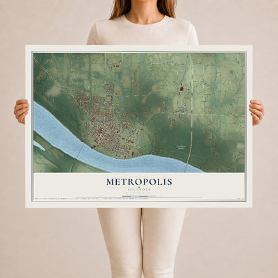 Map of Metropolis, Illinois, 24 x 36 inch unframed archival matte print