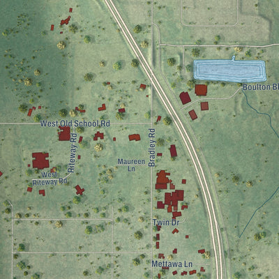Close-up of the map of Mettawa, Illinois print showing street and building detail