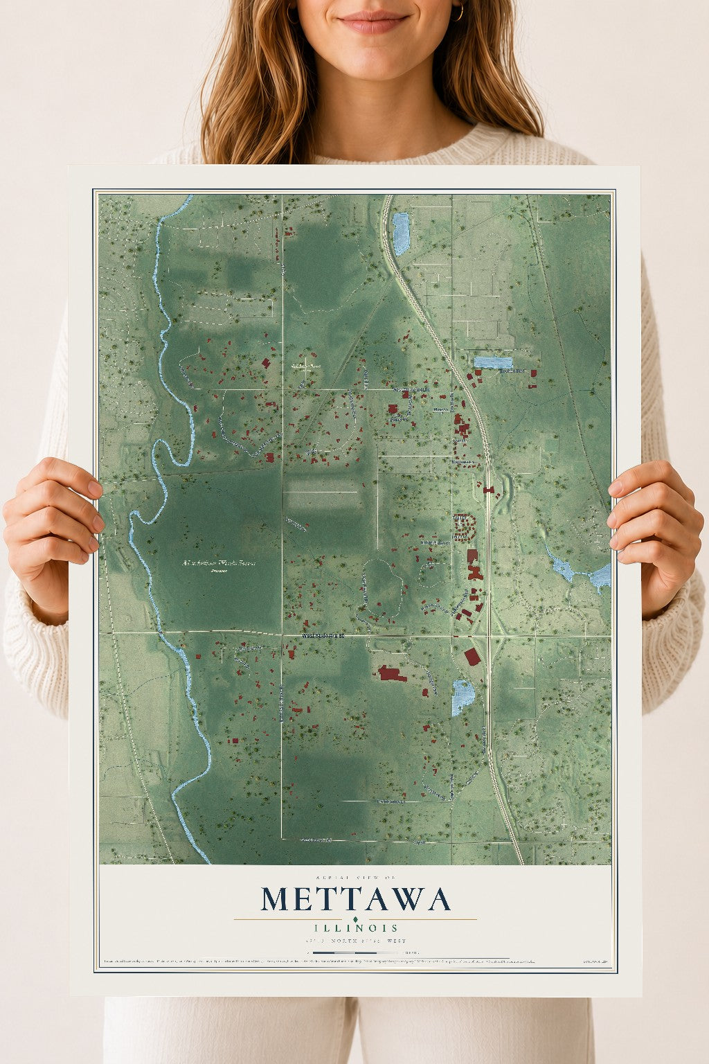 Map of Mettawa, Illinois, 18 x 24 inch unframed archival matte print