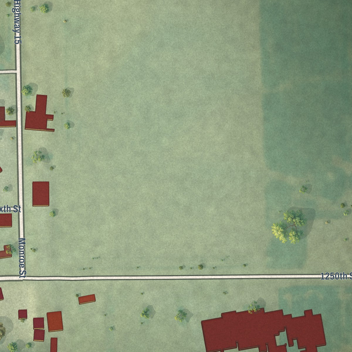 Second close-up of the map of Middletown, Illinois print showing more streets and buildings