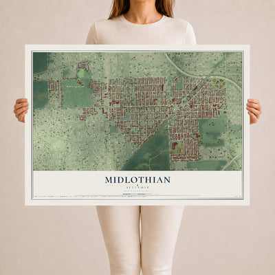 Map of Midlothian, Illinois, 24 x 36 inch unframed archival matte print