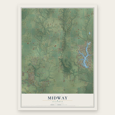 Midway, Illinois map print, the full design