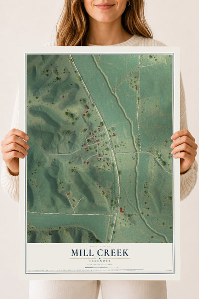 Map of Mill Creek, Illinois, 18 x 24 inch unframed archival matte print