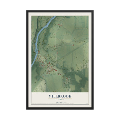 Map of Millbrook, Illinois, 12 x 18 inch print in a black wood frame