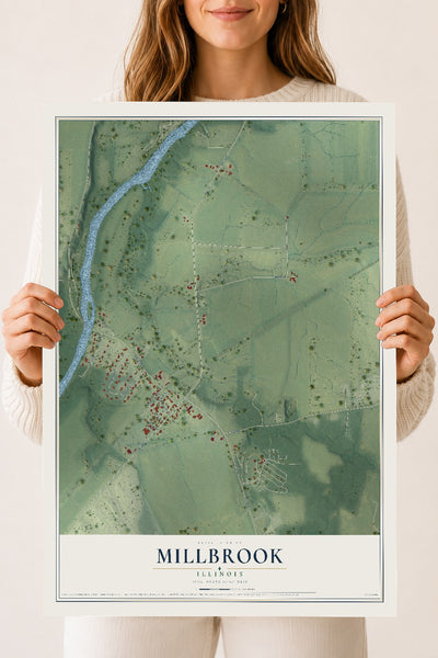 Map of Millbrook, Illinois, 18 x 24 inch unframed archival matte print