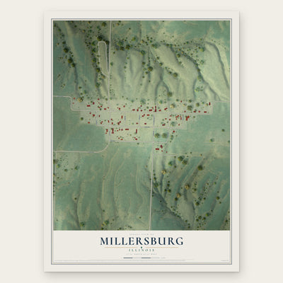 Millersburg, Illinois map print, the full design