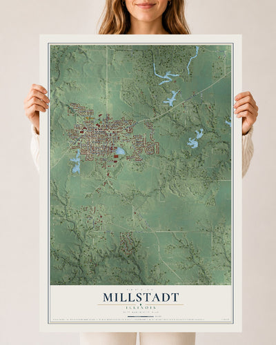 Map of Millstadt, Illinois, 24 x 36 inch unframed archival matte print
