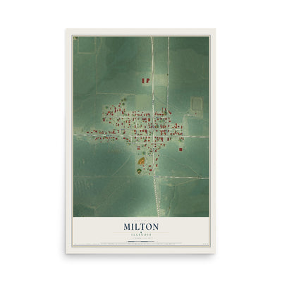 Map of Milton, Illinois, 12 x 18 inch unframed archival matte print