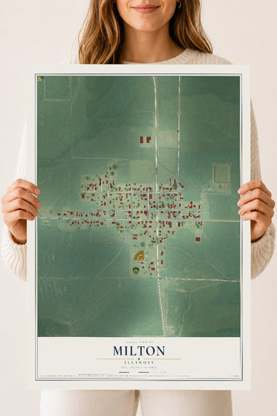 Map of Milton, Illinois, 18 x 24 inch unframed archival matte print