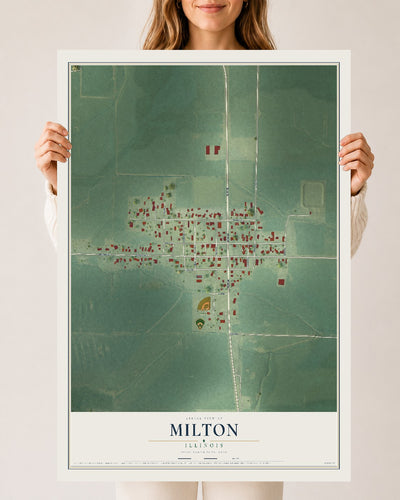 Map of Milton, Illinois, 24 x 36 inch unframed archival matte print